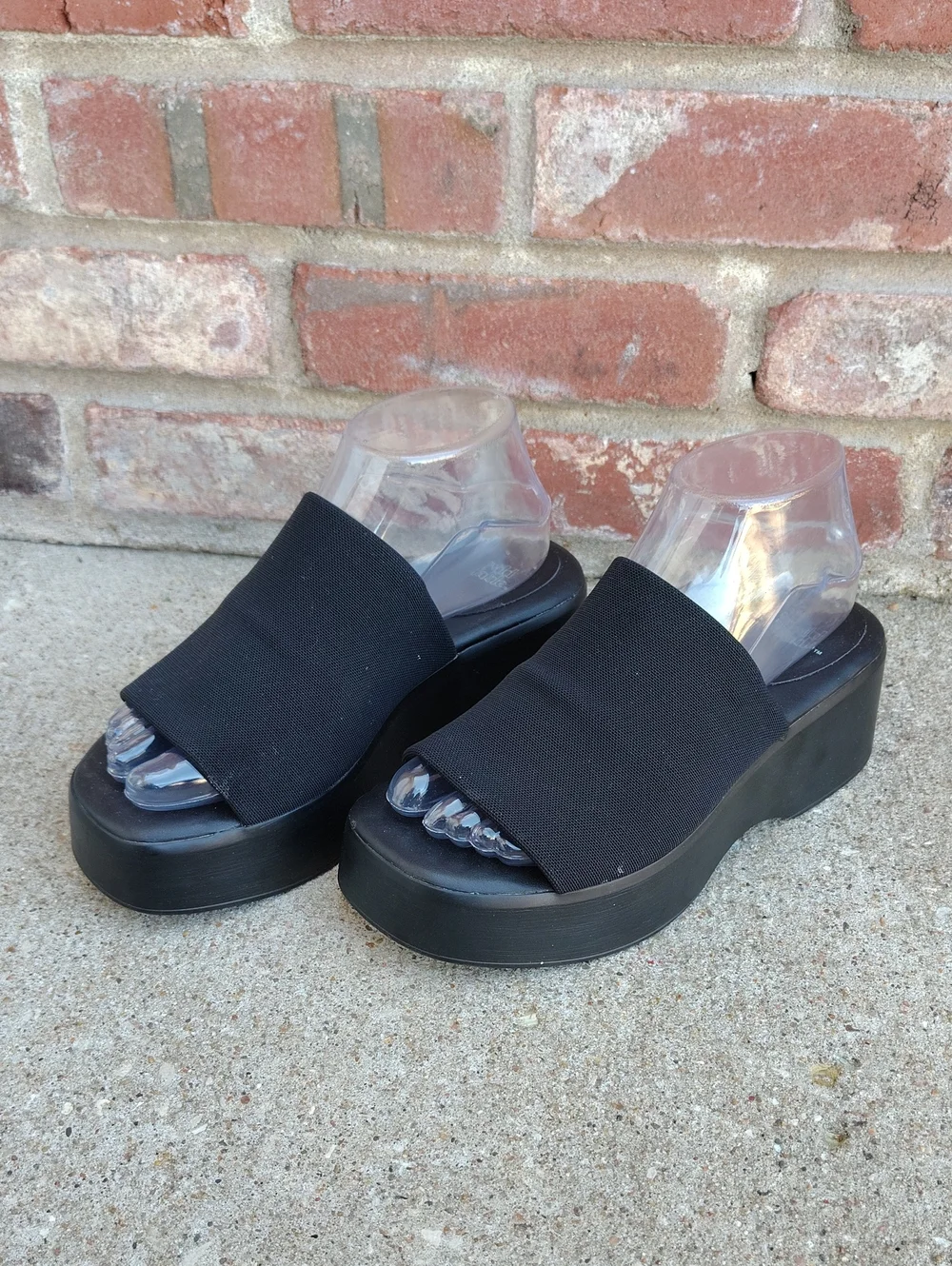 Wild Fable Knit Stretch Black Platform Sandals Size 6 Y2K Whimsigoth Retro
